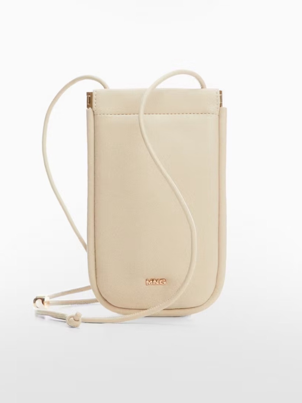 Brand new Mango beige faux leather Slim Crossbody Phone Pouch with strap